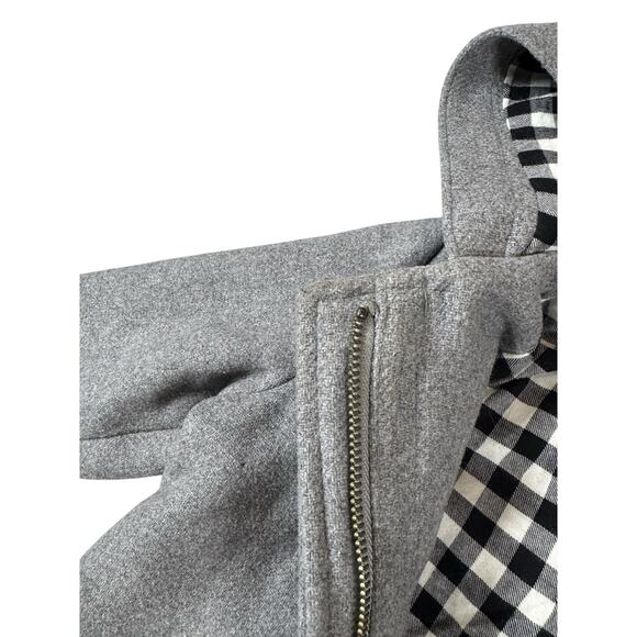 Baby Gap Toddler Coat Gray Wool Blend Hooded Toggle Jacket Plaid Lining 4T - Picture 4 of 15